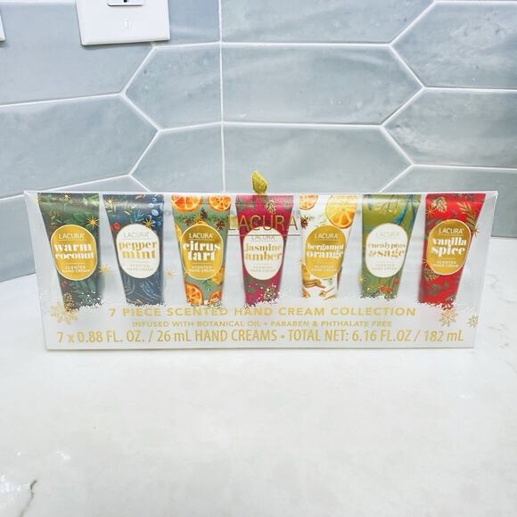 Lacura 7 Piece Hand Cream Collection Winter Holiday Christmas Scents Gift Set - Picture 1 of 8